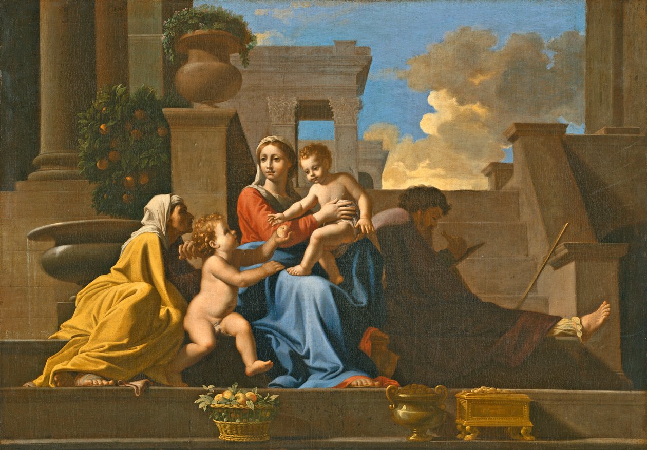 Svatá rodina na schodech, 1648 od Nicolas Poussin