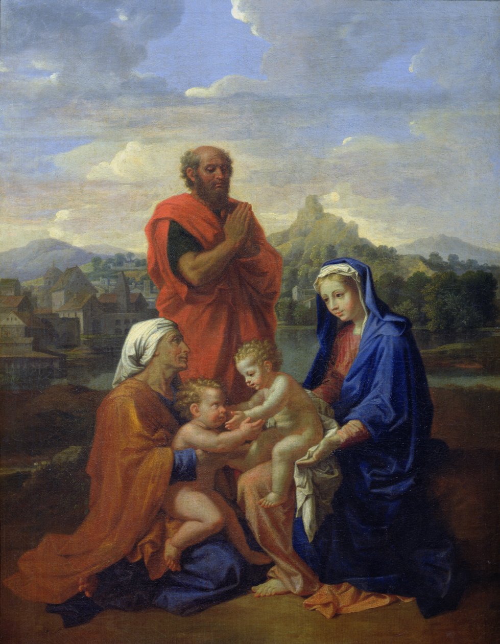 Svatá rodina se svatým Janem, sv. Alžbětou a svatým Josefem se modlí, 1656 od Nicolas Poussin