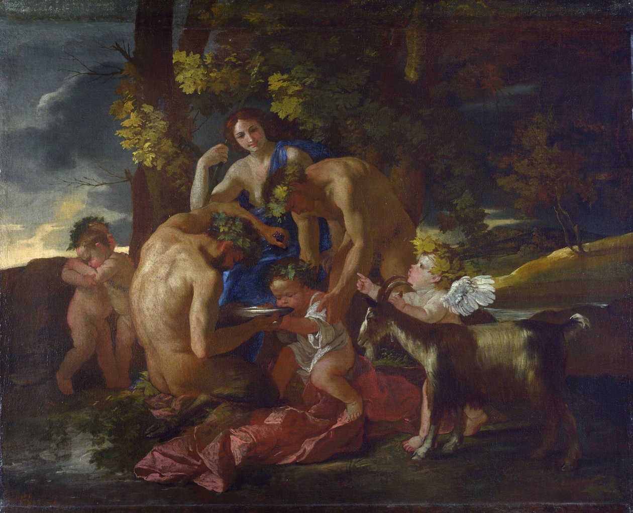The Nurture of Bacchus, c.1628-29 od Nicolas Poussin