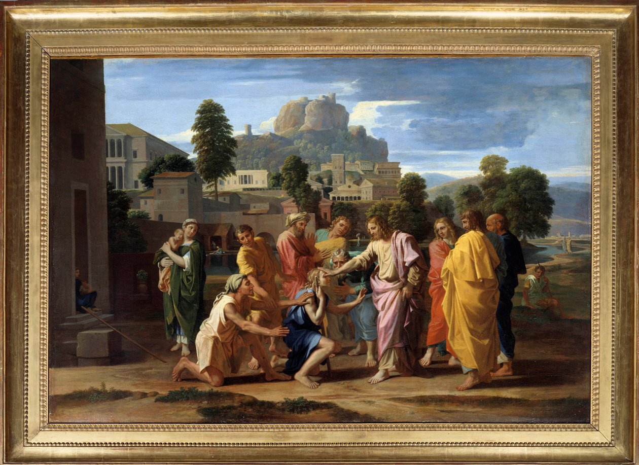 Slepý z Jericha aneb Kristus, který vede slepého Obraz Nicolase Poussina od Nicolas Poussin