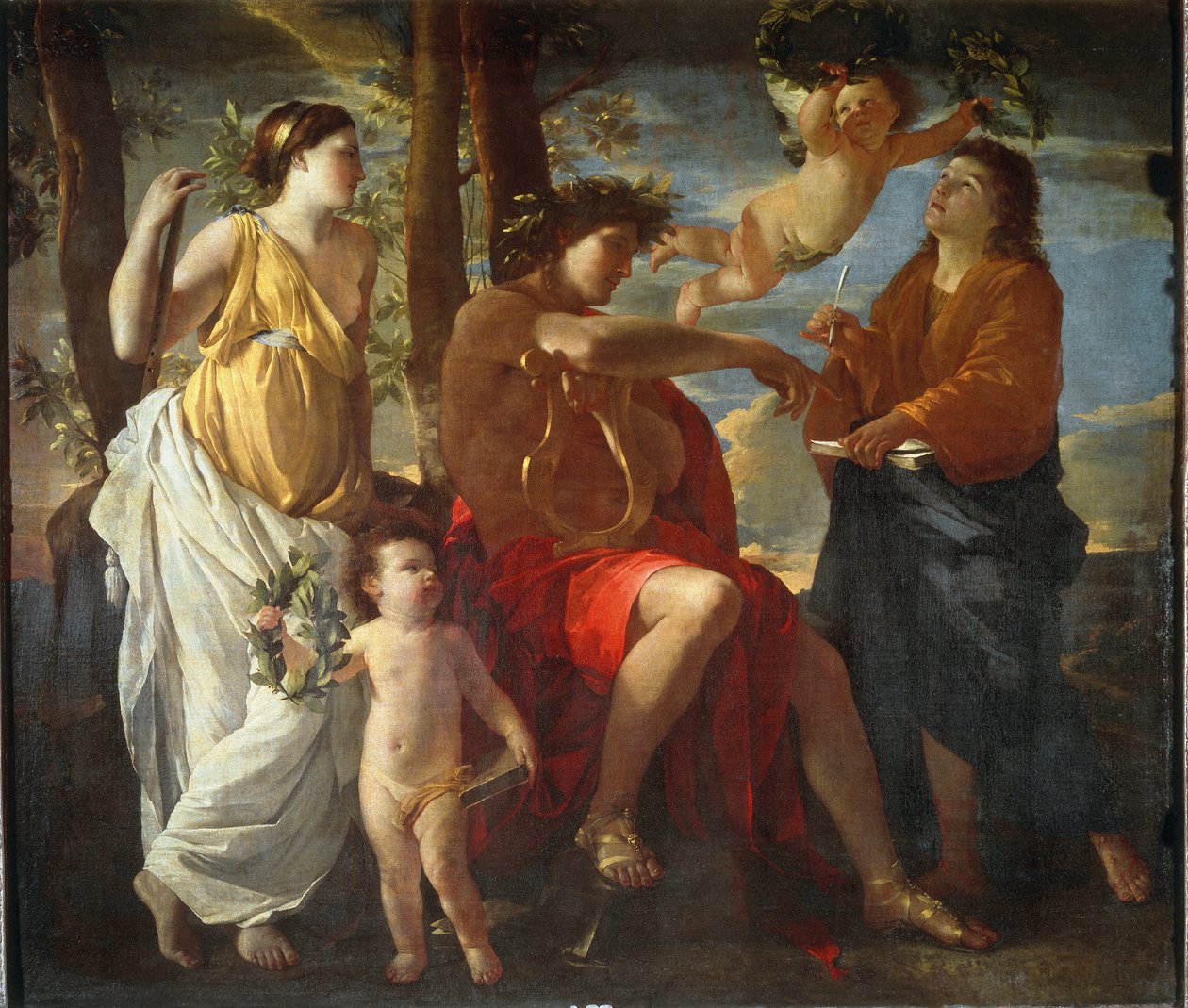 Inspirace básníka - olej na plátně od Nicolas Poussin