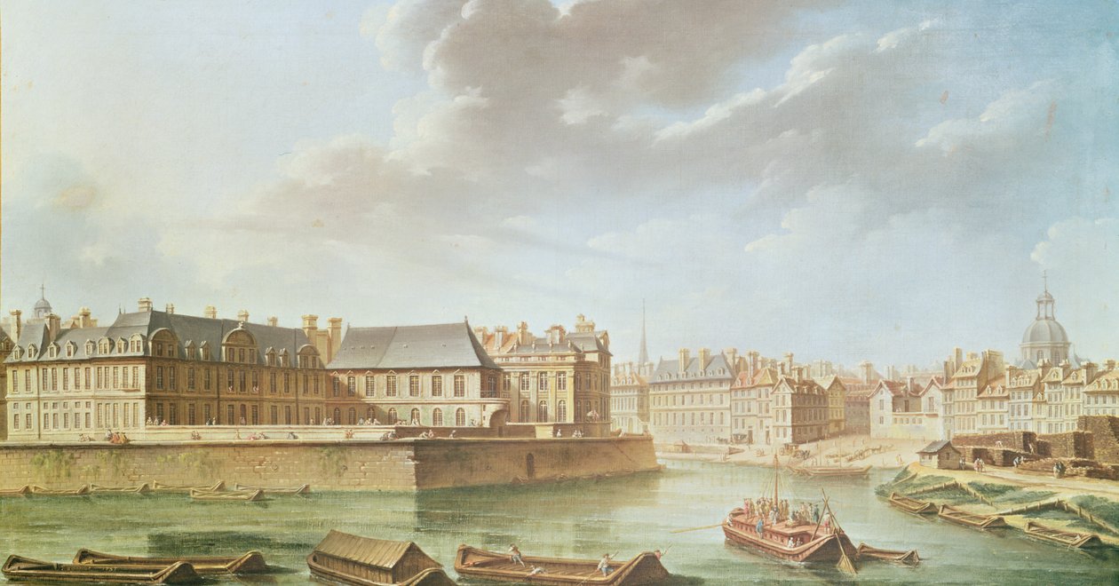 Ile Saint-Louis a Hotel de Bretonvilliers v roce 1757 od Nicolas Raguenet