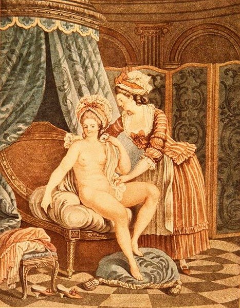Toaleta, vyryla Louis Marin Bonnet (1736-93) (mezzotinta) od Nicolas Rene (after) Jollain