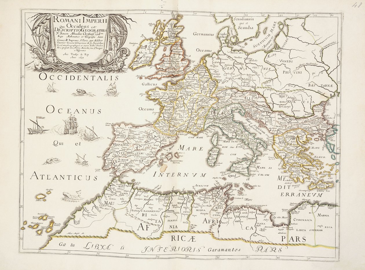 Mapa římské říše, c.1675-76 od Nicolas Sanson DAbbeville