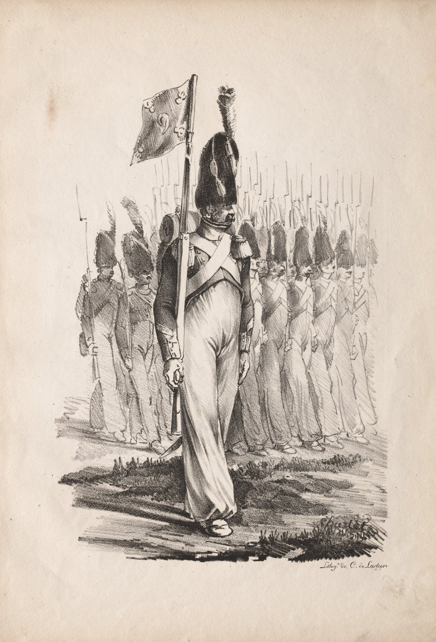 Vojenské kostýmy: Carabiners Sargent, General Guide, 1817-1818. od Nicolas Toussaint Charlet