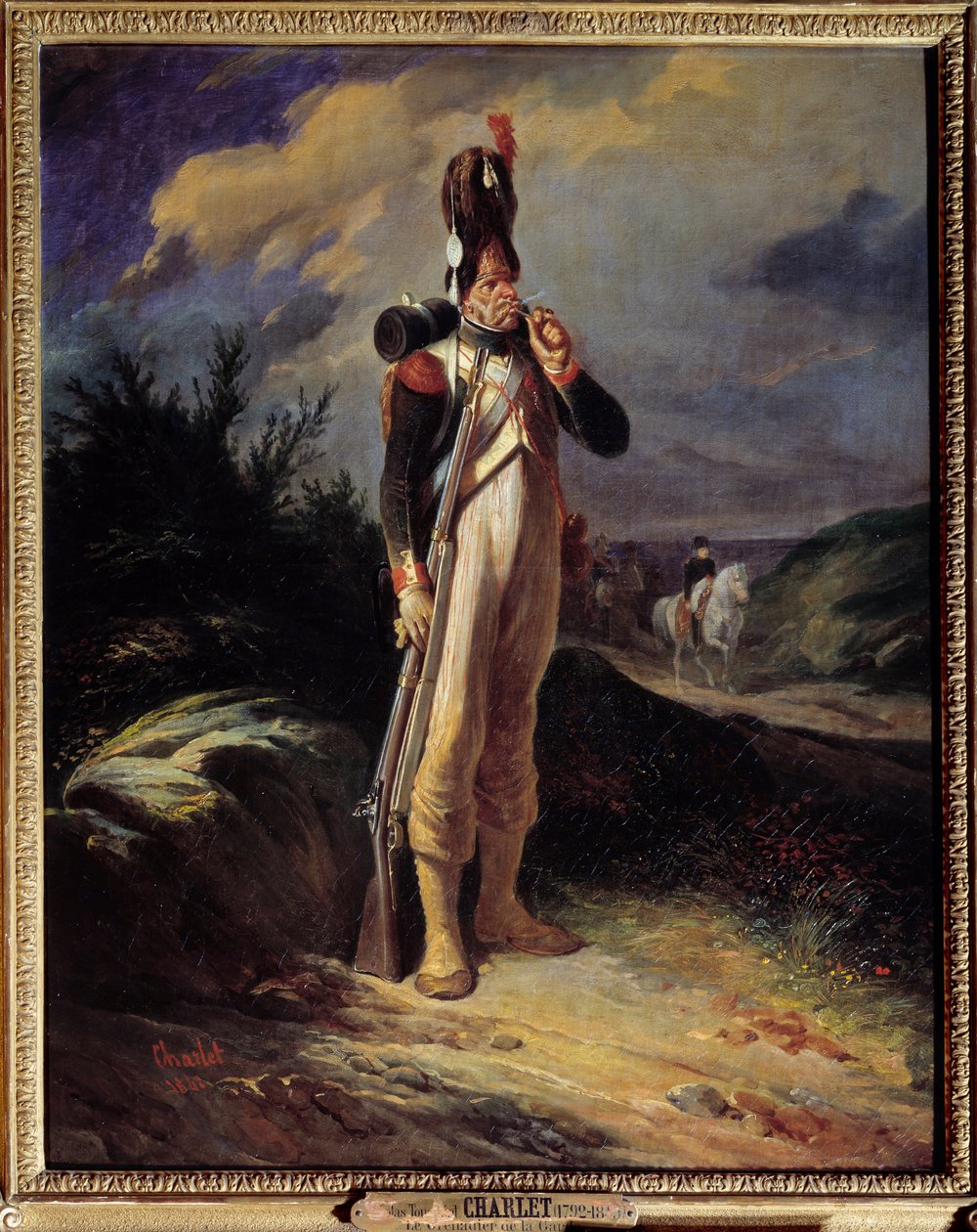 Portrét gardového granátníka Portrét nevrlé gardy Napoleona Bonaparta. Obraz Nicolase Toussainta Charleta (1792-1845) 1842 Ne. 0,81 x 0,65 m od Nicolas Toussaint Charlet