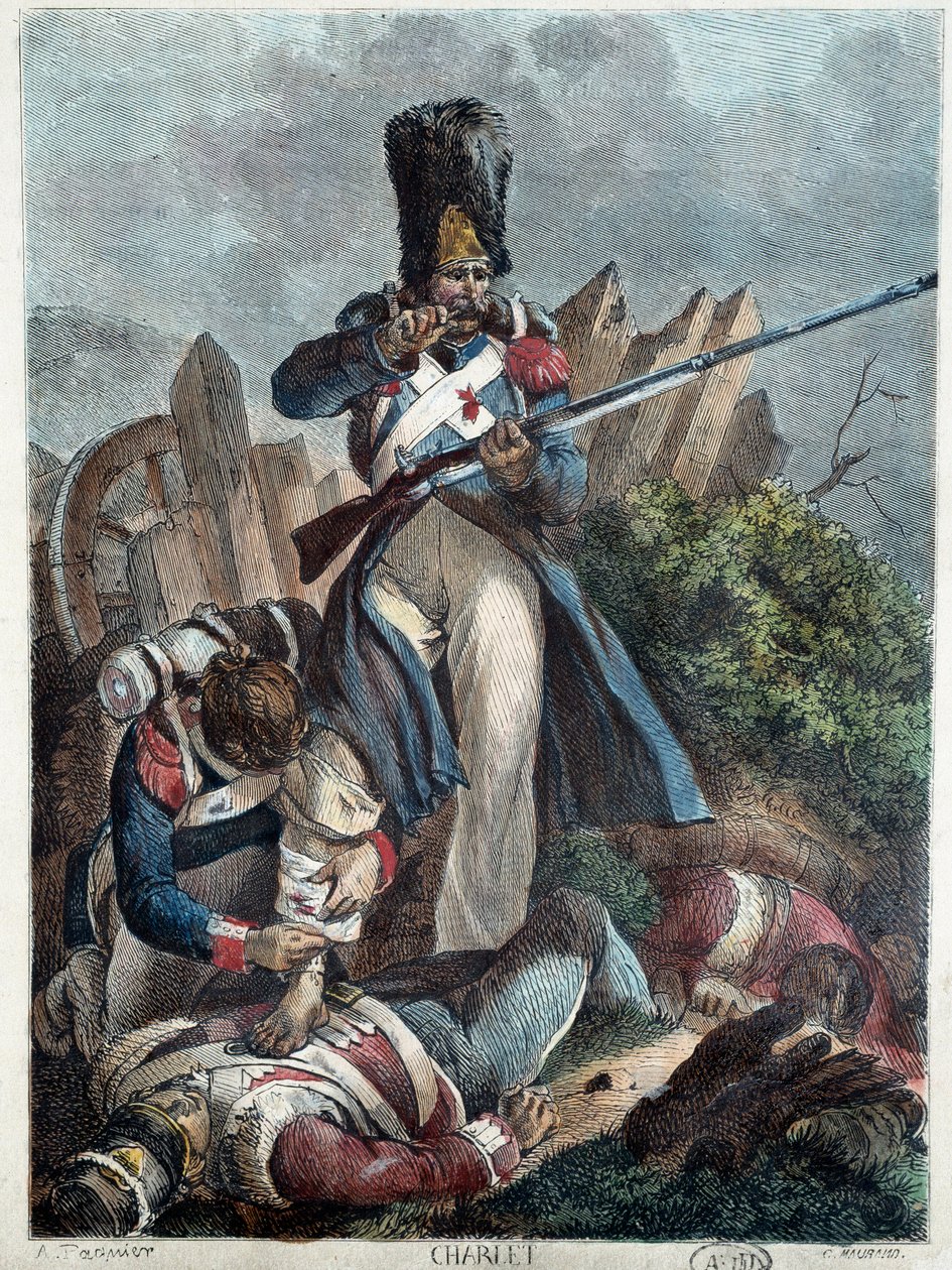 Francouzský voják. (Grenadier I empire wesse) Rytina Nicolase Toussainta Charleta (1792-1845) od Nicolas Toussaint Charlet