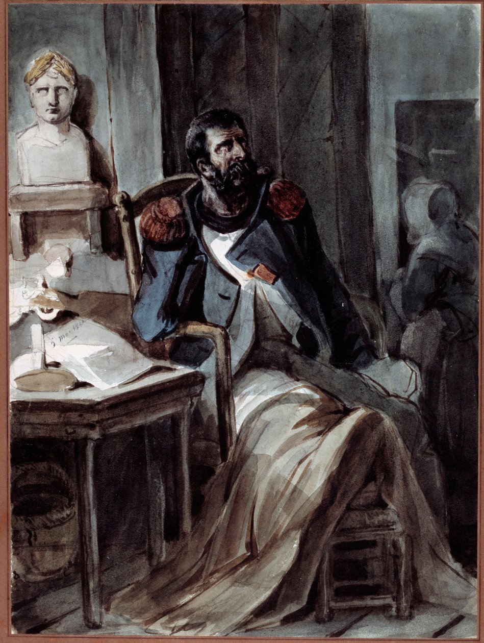 Starý Grognard Bývalý člen gardy Napoleona I. (1769-1821) nemocný poblíž busty císaře. Kresba Nicolase Toussainta Charleta (1792-1845), 5.5.1820. Rueil-Malmaison, Národní muzeum hradů Malmaison a Bois-Preau od Nicolas Toussaint Charlet