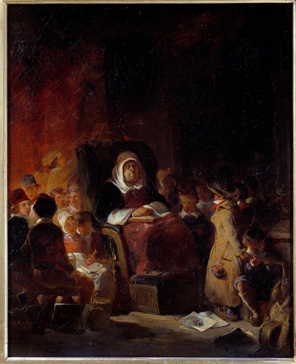 Učitelka Starý učitel spí mezi studenty. Obraz Nicolase Toussainta Charleta (1792-1845) 19. století Sun. 0,46 X 0,37 m Rouen, Musee des Beaux Arts od Nicolas Toussaint Charlet