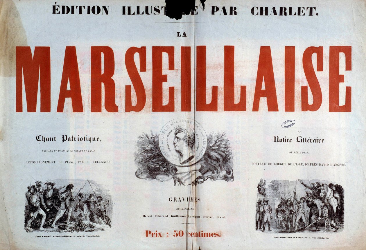 Titulní strana vlastenecké písně „“ La Marseillaise “. Ilustrace Charlet Nicolas Toussaint (1792-1845) Paříž 19. století, národní archivy. od Nicolas Toussaint Charlet