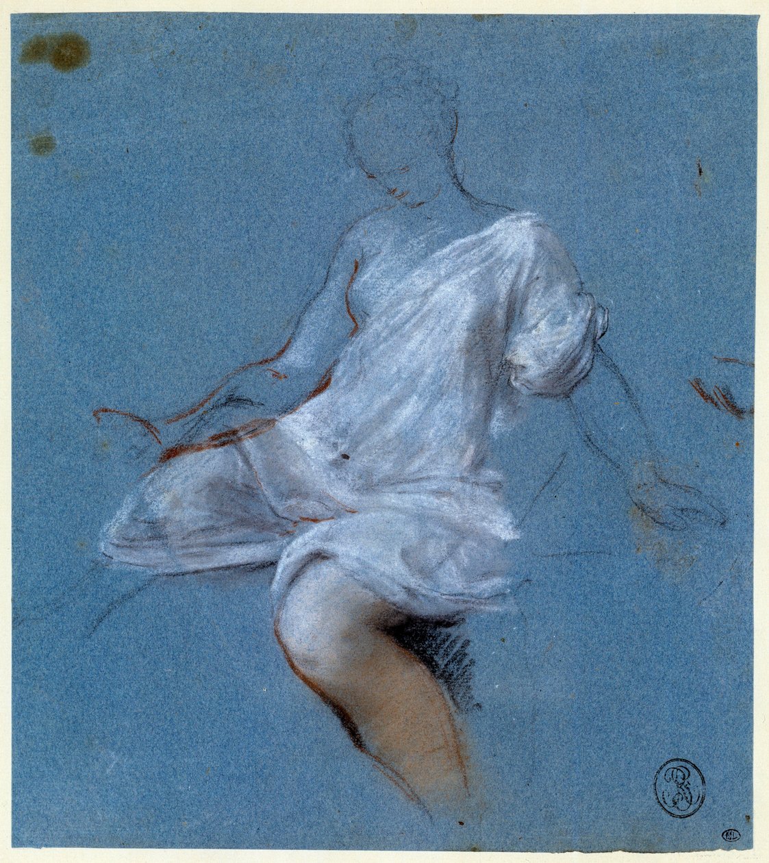 Studie drapérie na těle Kresba Nicolase Vleughelse (1668-1737) Paříž 18. století, Muzeum Louvre od Nicolas Vleughels