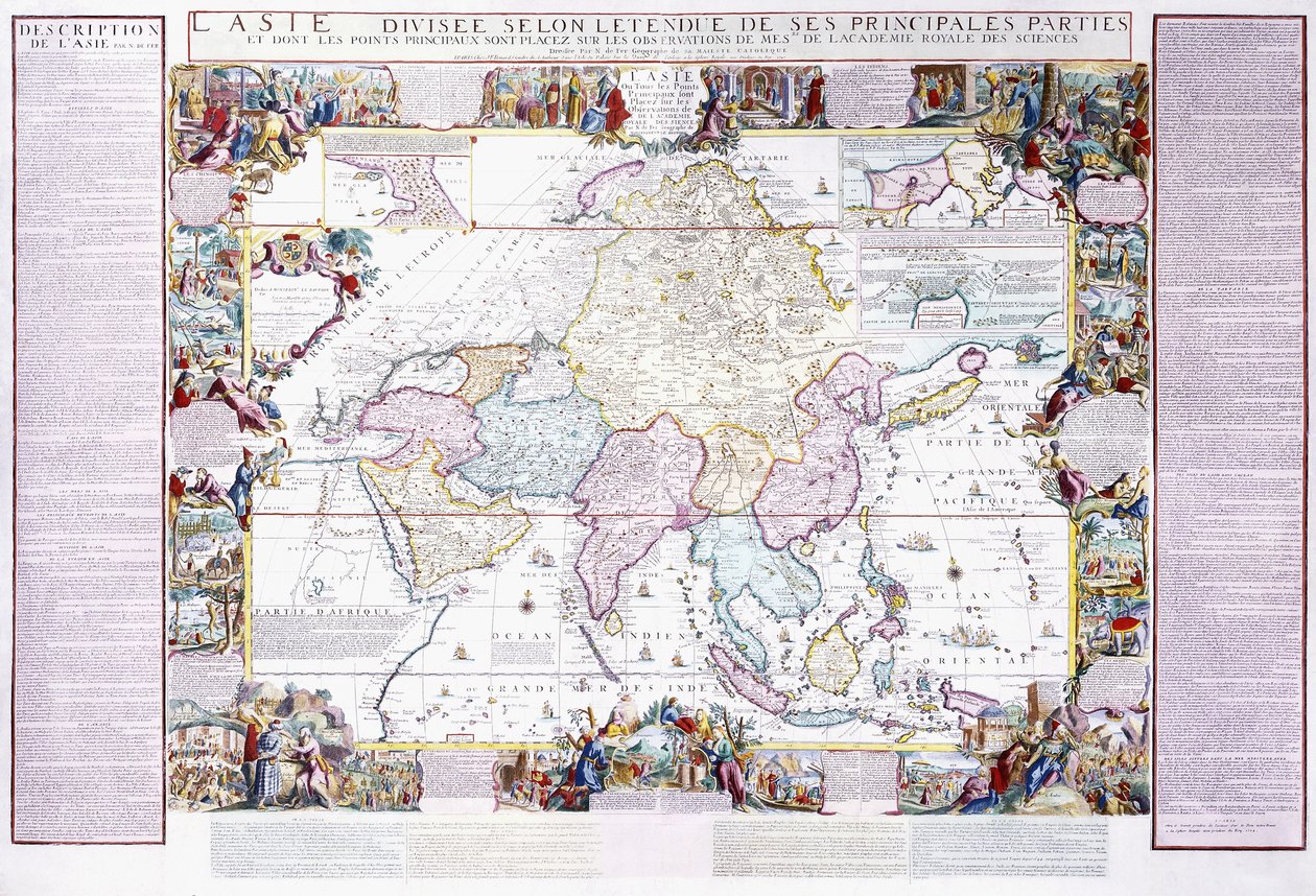 Mapa Asie, 1740 od Nicolas de Fer