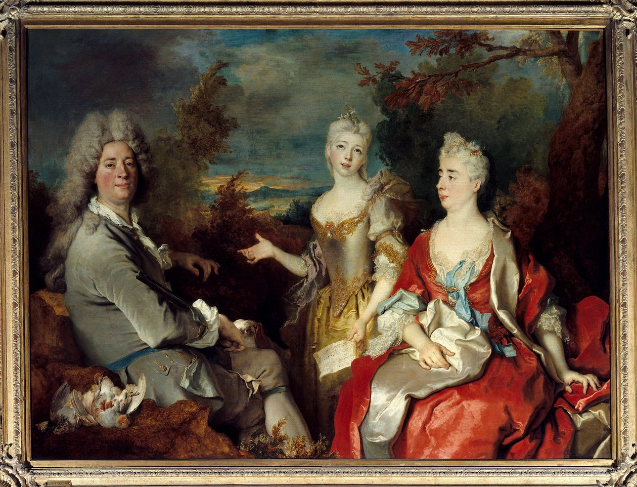 Rodinný portrét dříve známý jako portrét malíře, jeho manželky a dcery Obraz Nicolase de Largilliere (1656-1746) Sun. 1,49 x 2,00 m od Nicolas de Largillière