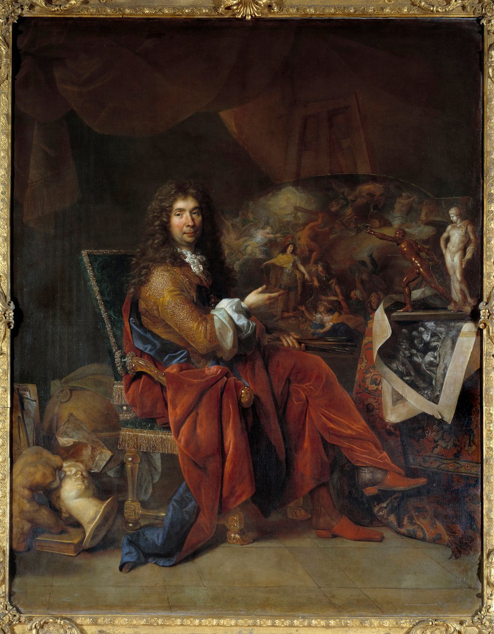 Portrét Charlese Lebruna (Le Brun) (1619-1690), prvního malíře krále Ludvíka XIV. Obraz Nicolase de Largilliere (1656-1746) Rozm. 2,32 x 1,81 m. Paříž. muzeum Louvre od Nicolas de Largillière
