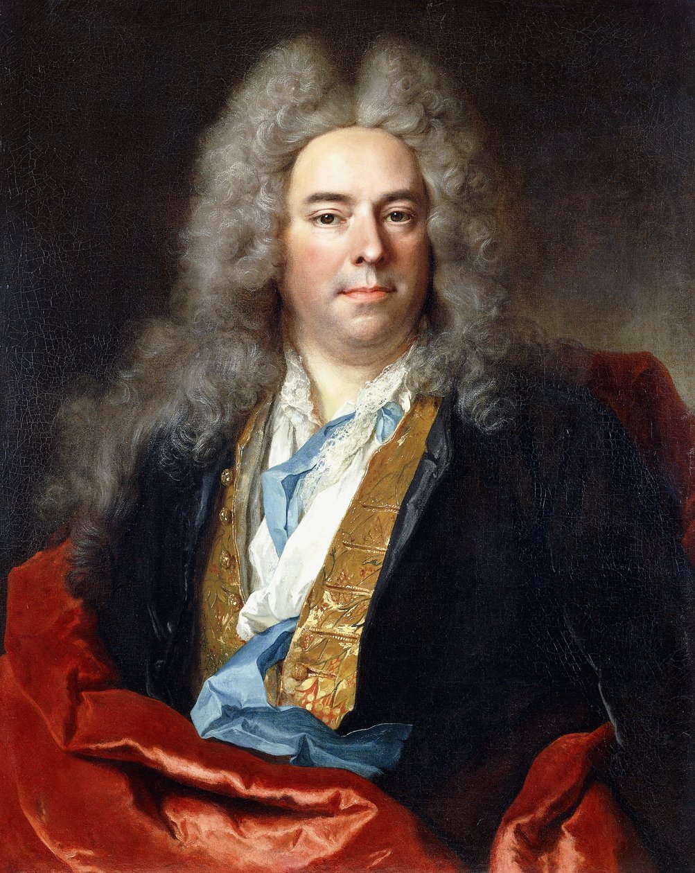 Portrét Jacquese Vincenta Bassablonse, poradce krále, poloviční délka, na sobě modrý kabát se zlatou vyšívanou vestou a červeným obalem, 1718 od Nicolas de Largillière