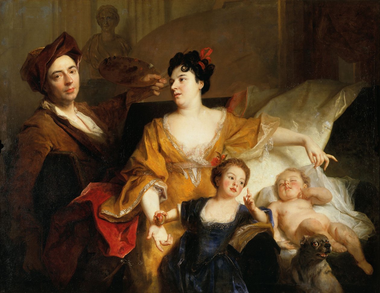 Autoportrét umělce s rodinou, kolem roku 1704 (olej na plátně) od Nicolas de Largillière