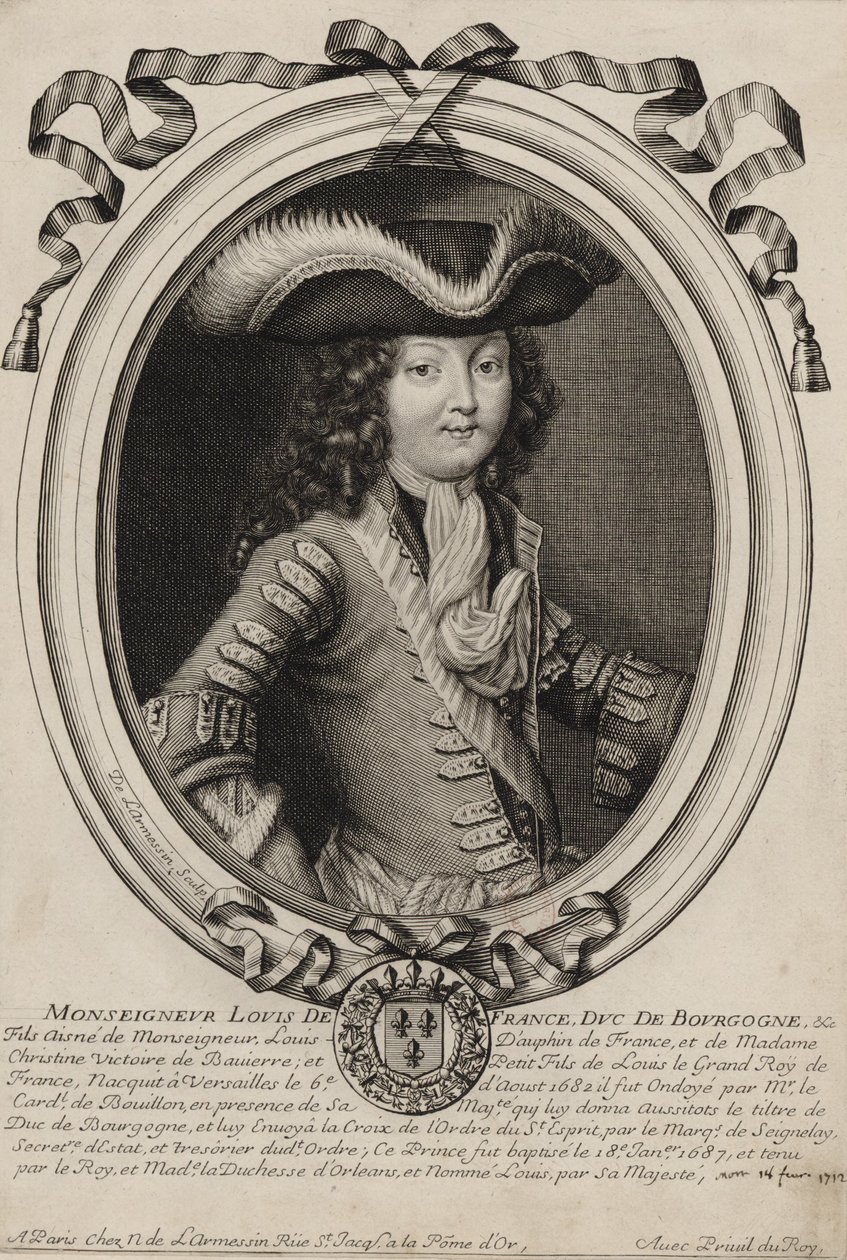 Rytý portrét Ludvíka, vévody burgundského (1682-1712) od Nicolas de Larmessin