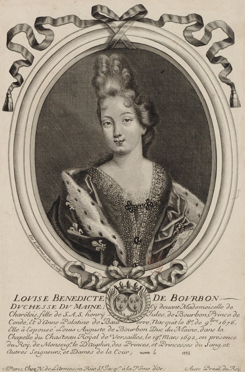 Rytina Louisy Bénédicte de Bourbon (vévodkyně z Maine), autor Nicholas de Larmessin z Paříže, kolem roku 1690 od Nicolas de Larmessin
