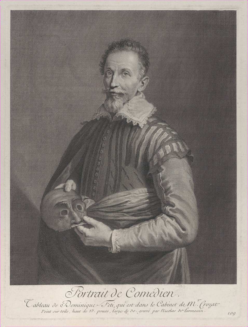 Portrét komika: portrét Francesca Andreiniho s maskou, 1729-40., 1729-40. od Nicolas de Larmessin