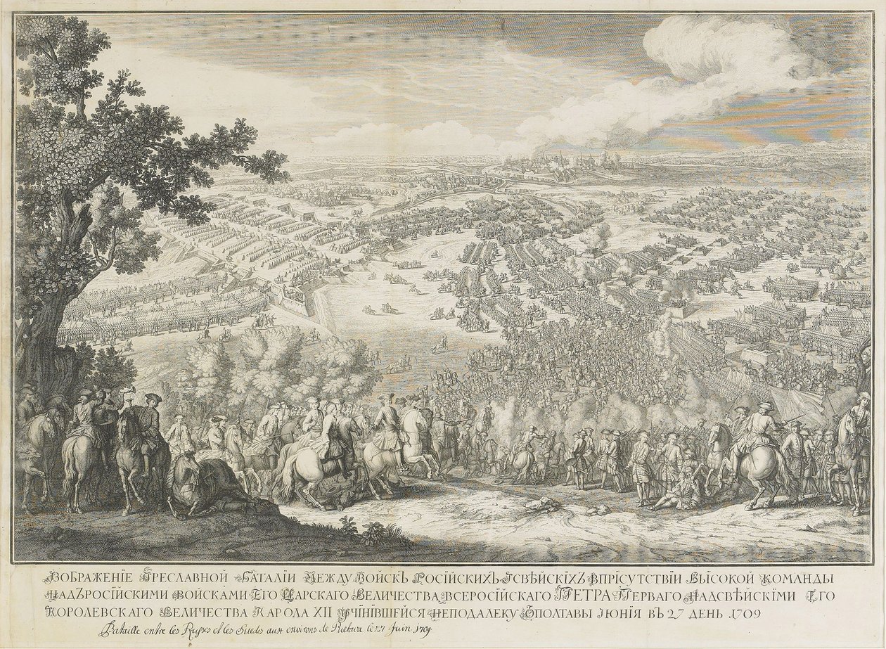 Bitva u Poltavy dne 27. června 1709 od Nicolas de Larmessin II