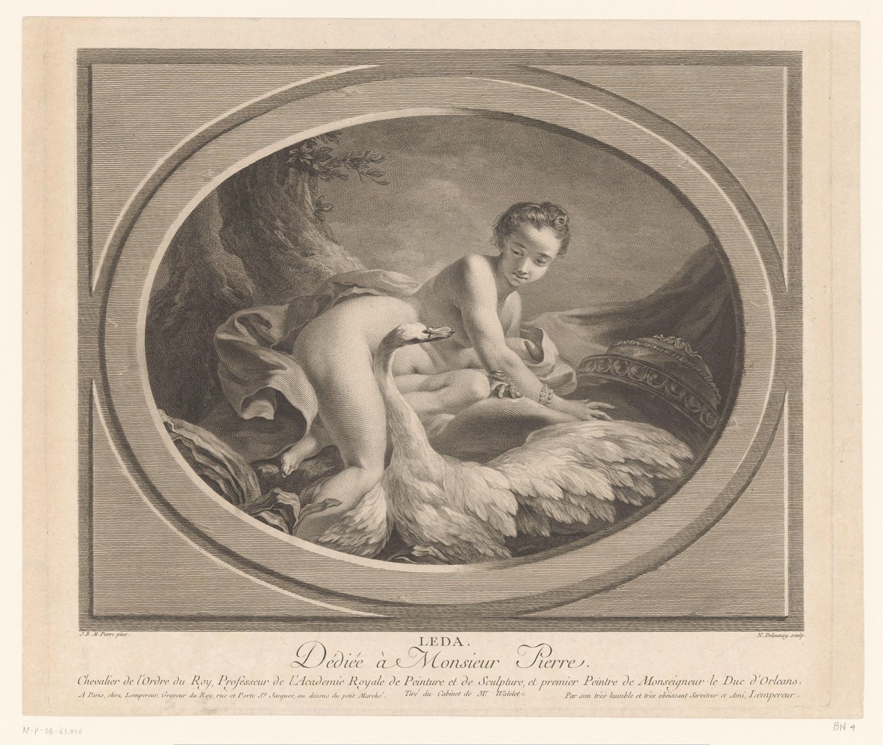 Leda a labuť Leda (název na objektu) od Nicolas de Launay (goudsmid)