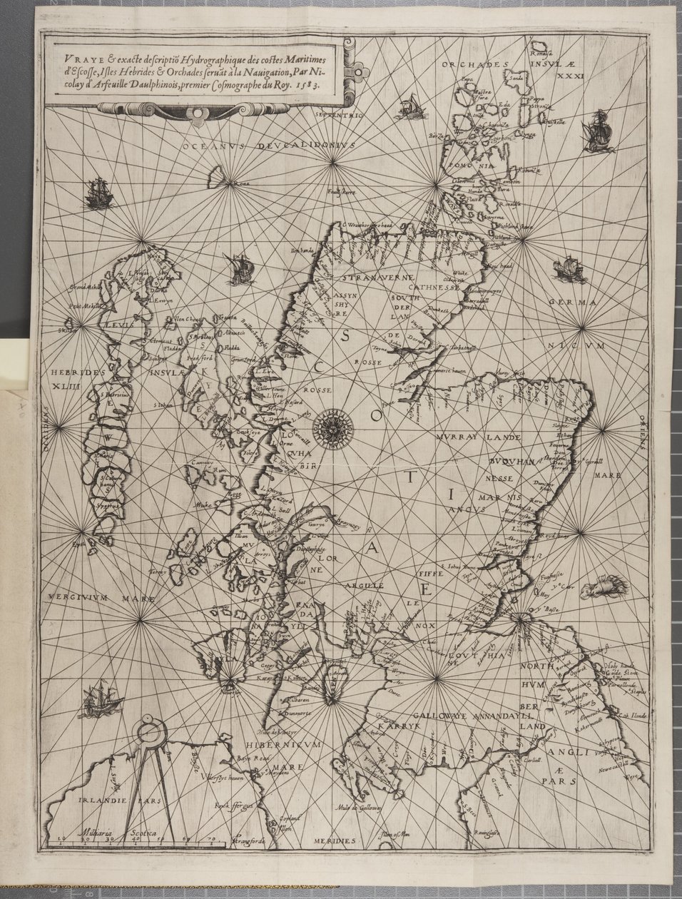 Mapa z Navigace krále Jakuba V., kolem Skotska, Orknejských ostrovů a Hebrid nebo Západních ostrovů: Pod vedením vynikajícího pilota Alexandra Lindsaye od Nicolas de Nicolay