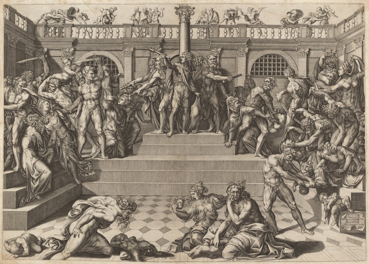 Masakr neviňátek od Nicolaus Beatrizet, after Marco Dente, after Baccio Bandinelli