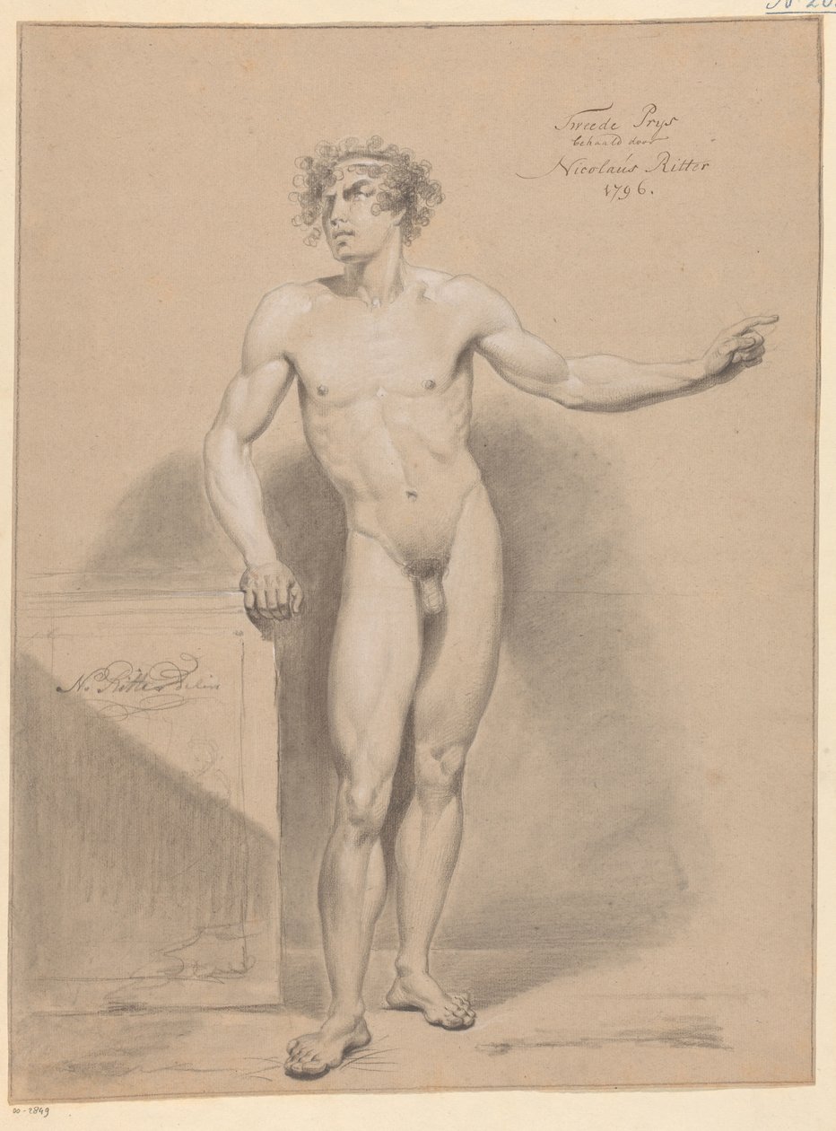 Stojící mužský akt, při pohledu zepředu (2. cena 1796) od Nicolaus Ritter jr.
