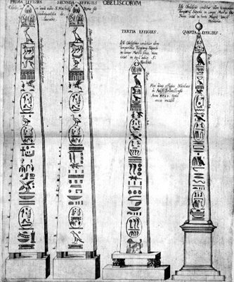 Egyptské obelisky s hieroglyfy od Nicolaus van Aelst
