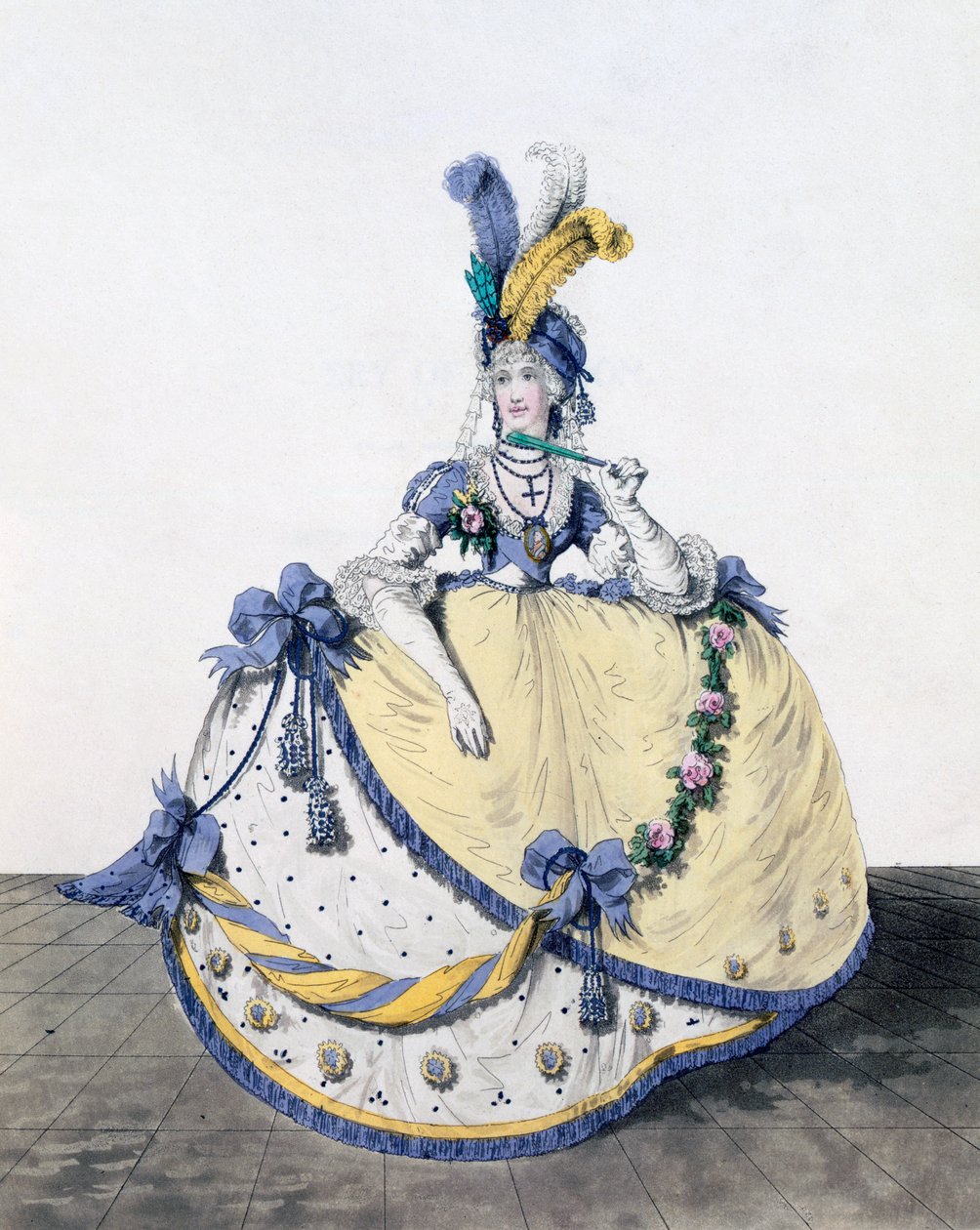 Dvorní šaty, obr. 106 z ‚Galerie módy‘, 1797 od Nicolaus von Heideloff