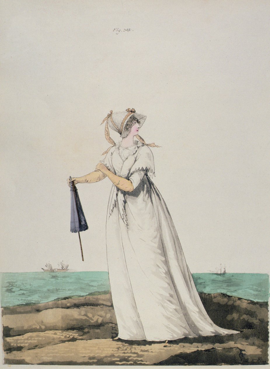 Ranní šaty u moře z ‚Gallery of Fashions‘ od N. Heideloffa, 1802 od Nicolaus von Heideloff