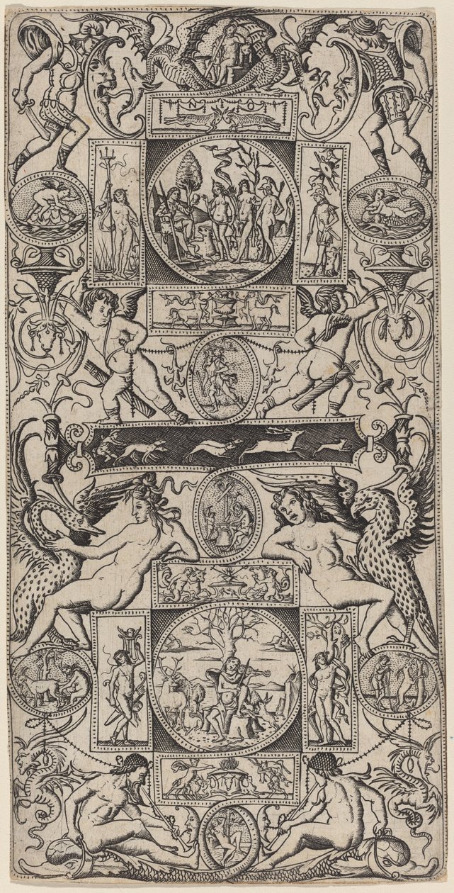 Ornament Panel s Orfeem a soudem Paříže od Nicoletto da Modena