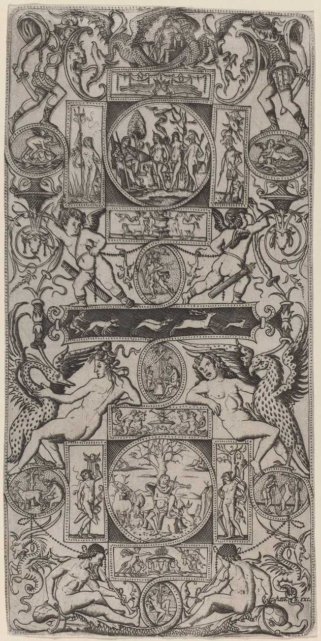 Ornament Panel s Orfeem a soudem Paříže od Nicoletto da Modena