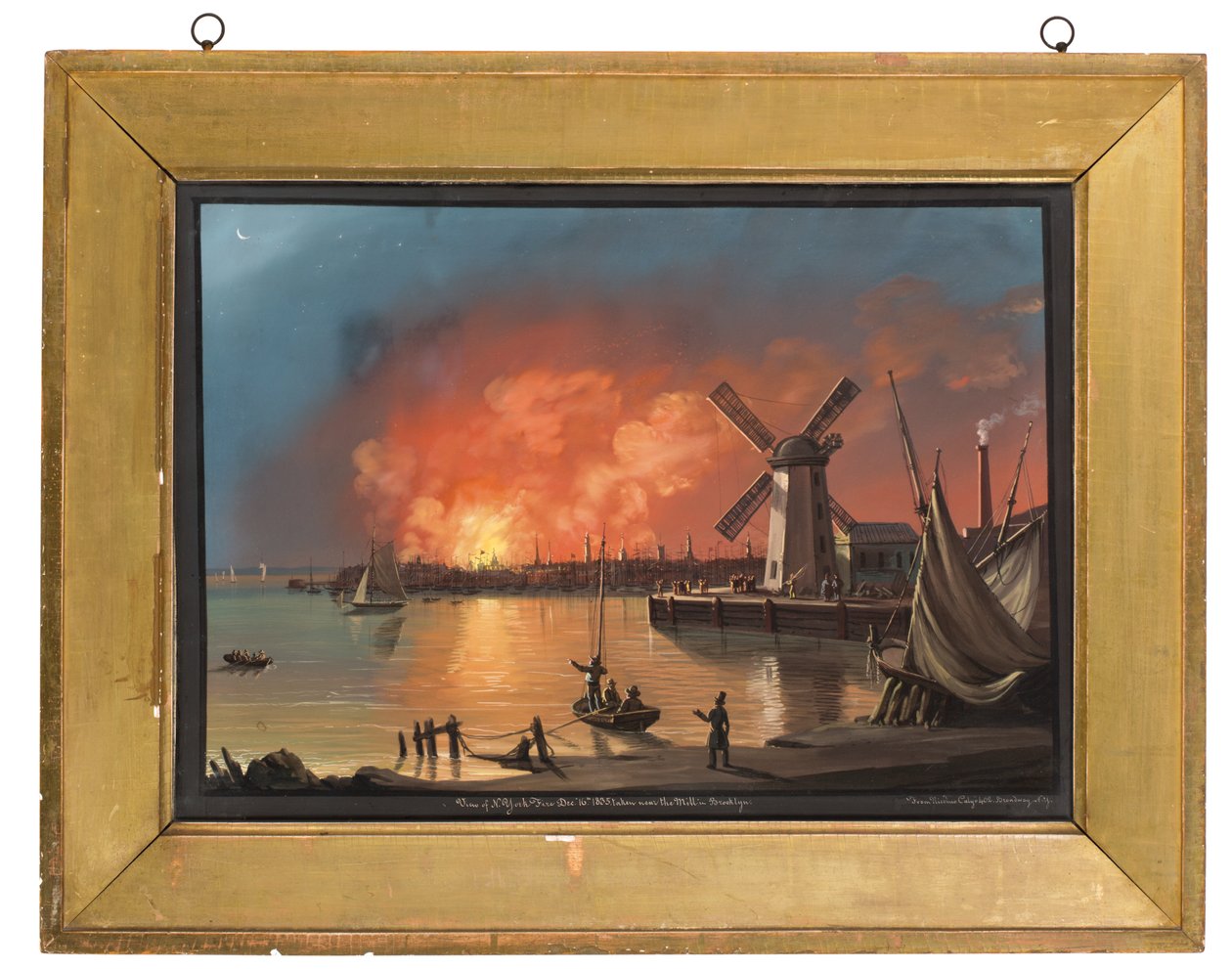 Pohled na New York Fire, pořízený poblíž mlýna v Brooklynu, 16. prosince 1835 od Nicolino Calyo