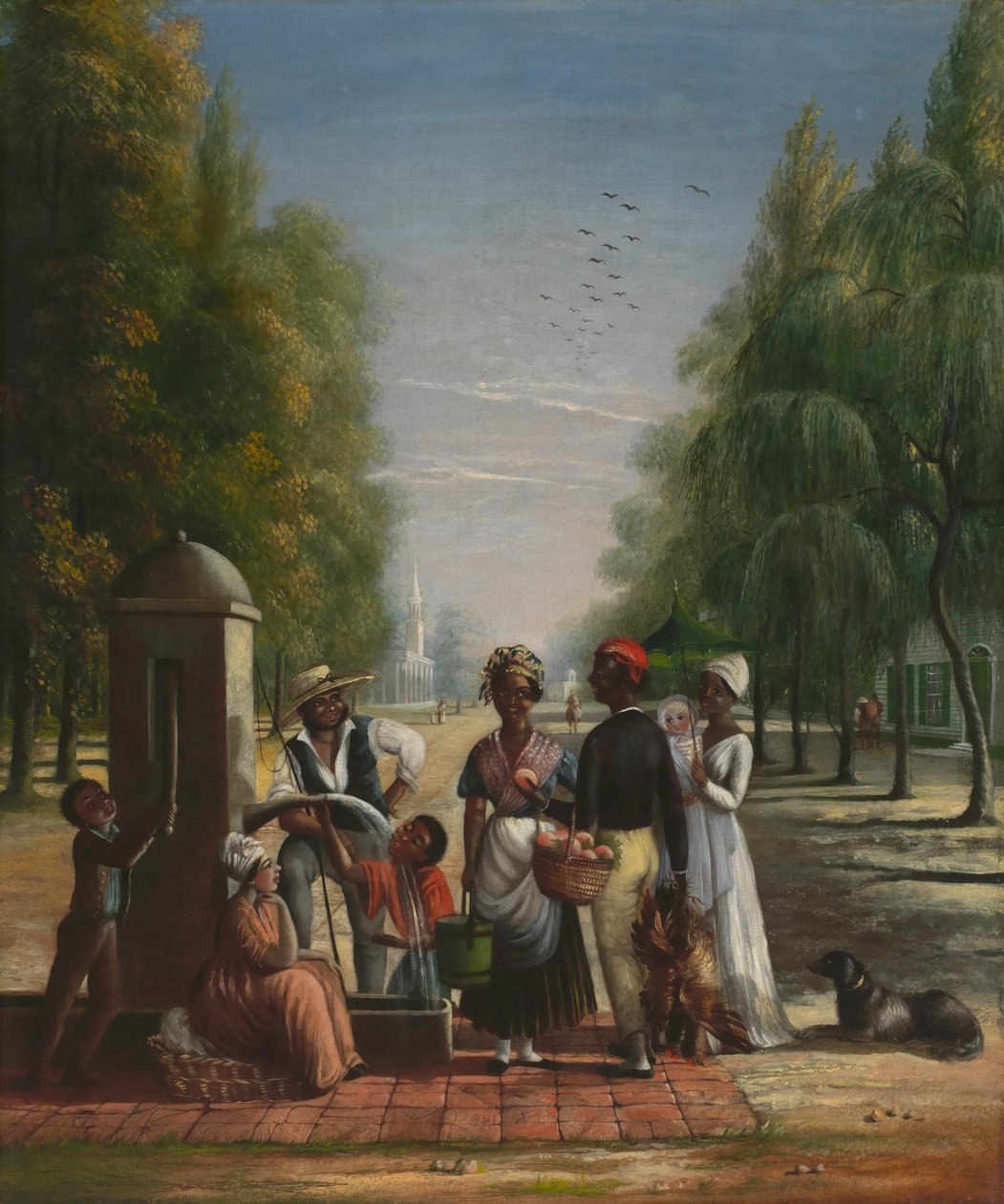 Služebnictvo u pumpy, asi 1840 (olej na plátně) od Nicolino Calyo
