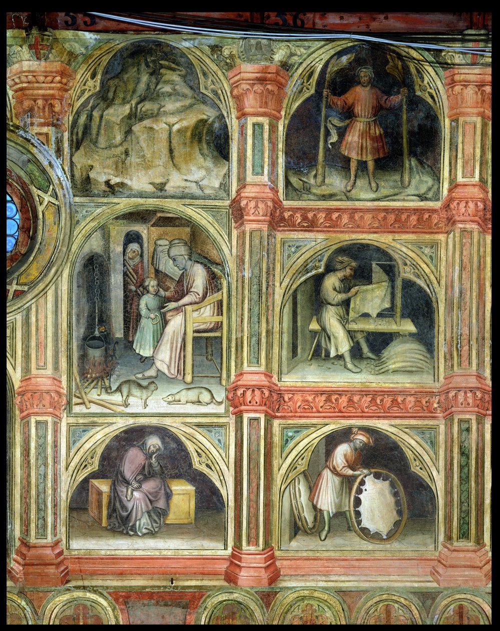 Měsíc leden ze série nástěnných maleb zobrazujících astrologický cyklus od Nicolo and Stefano da Ferrara Miretto