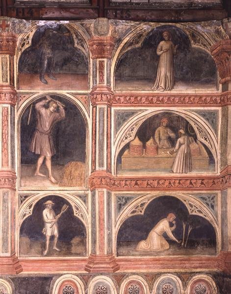 Měsíc červenec ze série nástěnných maleb zobrazujících astrologický cyklus od Nicolo and Stefano da Ferrara Miretto