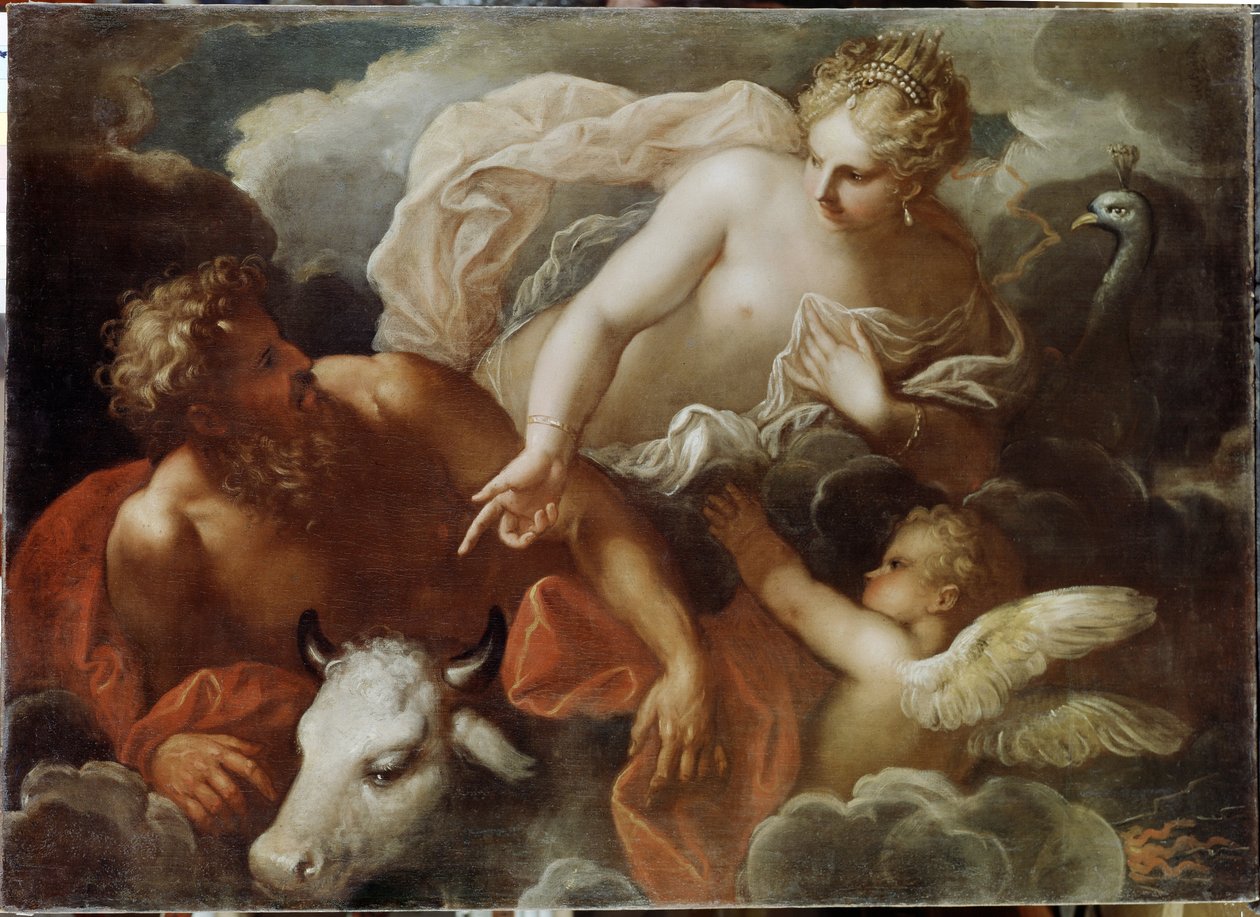 Jupiter, Juno a Io (Jupiter, Juno a Io) - Malba Niccola (Nicolo) Bambiniho (1651-1736), olej na plátně, konec 17. století - benátské umění od Nicolo Bambini