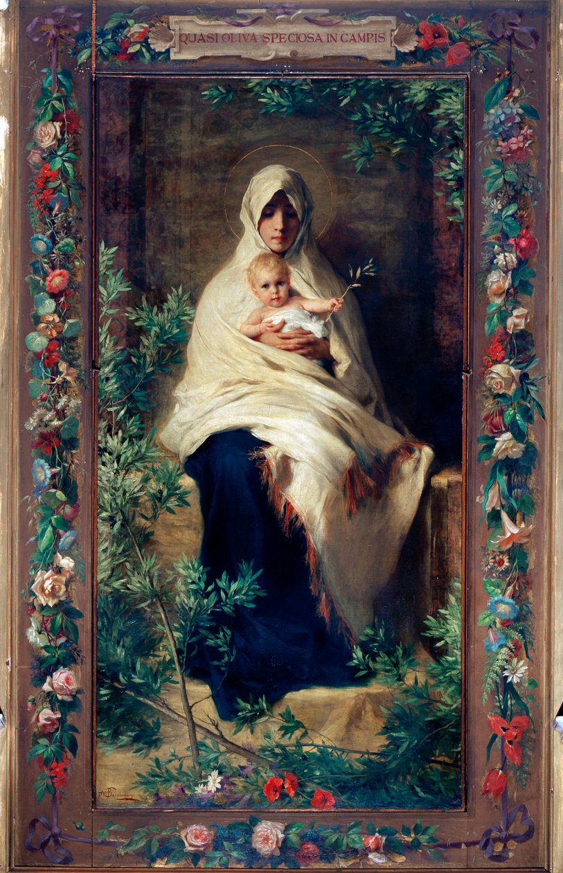 Obraz Panny Marie Olivovníkové od Niccola Barabina (1832-1891) Genes z 19. století, kostel Santa Maria della Cella od Nicolo Barabino