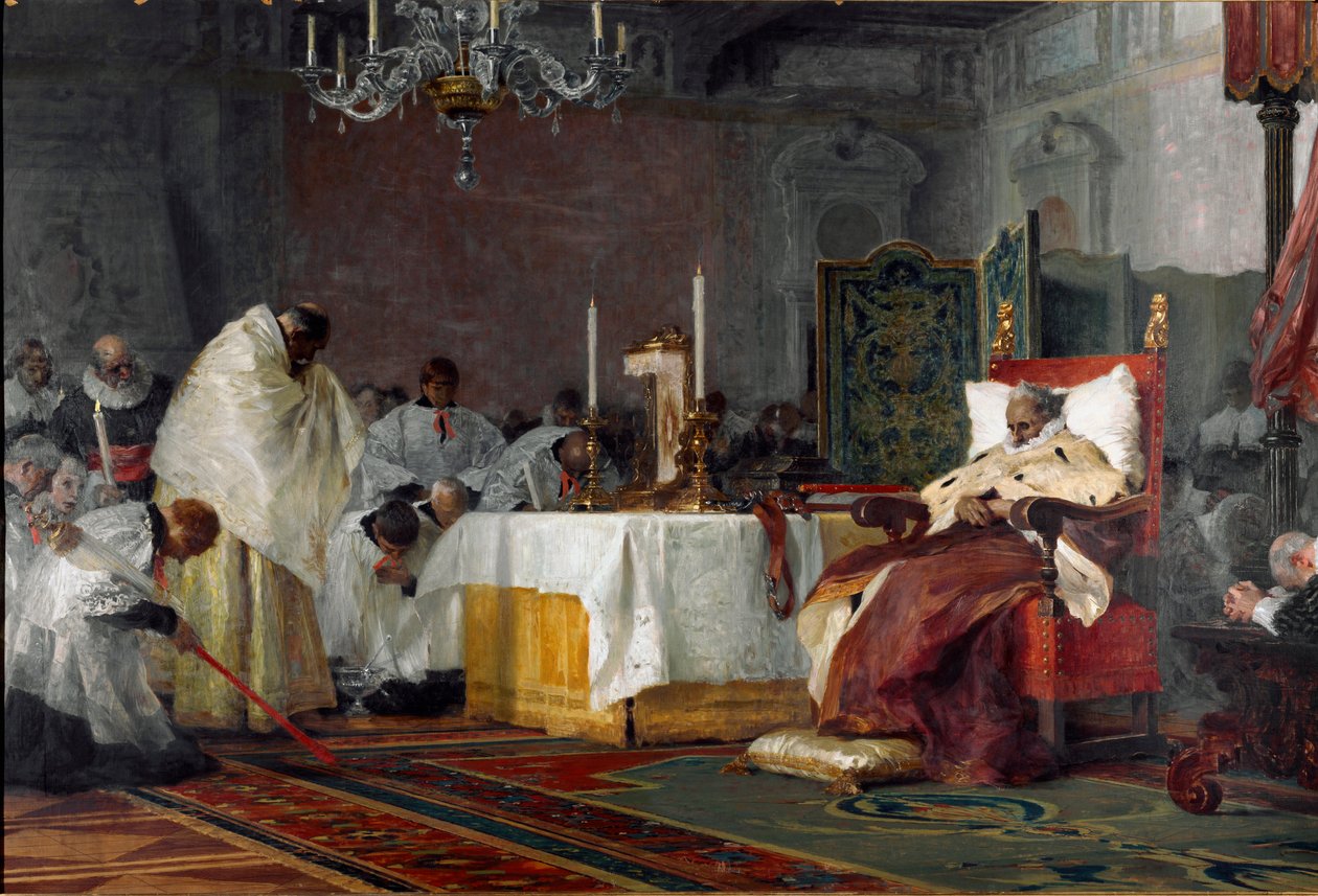 Poslední okamžiky Karla-Emmanuela (Charles Emmanuel) I. Savojského (1562-1630) (Smrt Karla Emmanuela I., vévody Savojského) Obraz Niccolo Barabino (1832-1891) 1891 Genes Galleria d