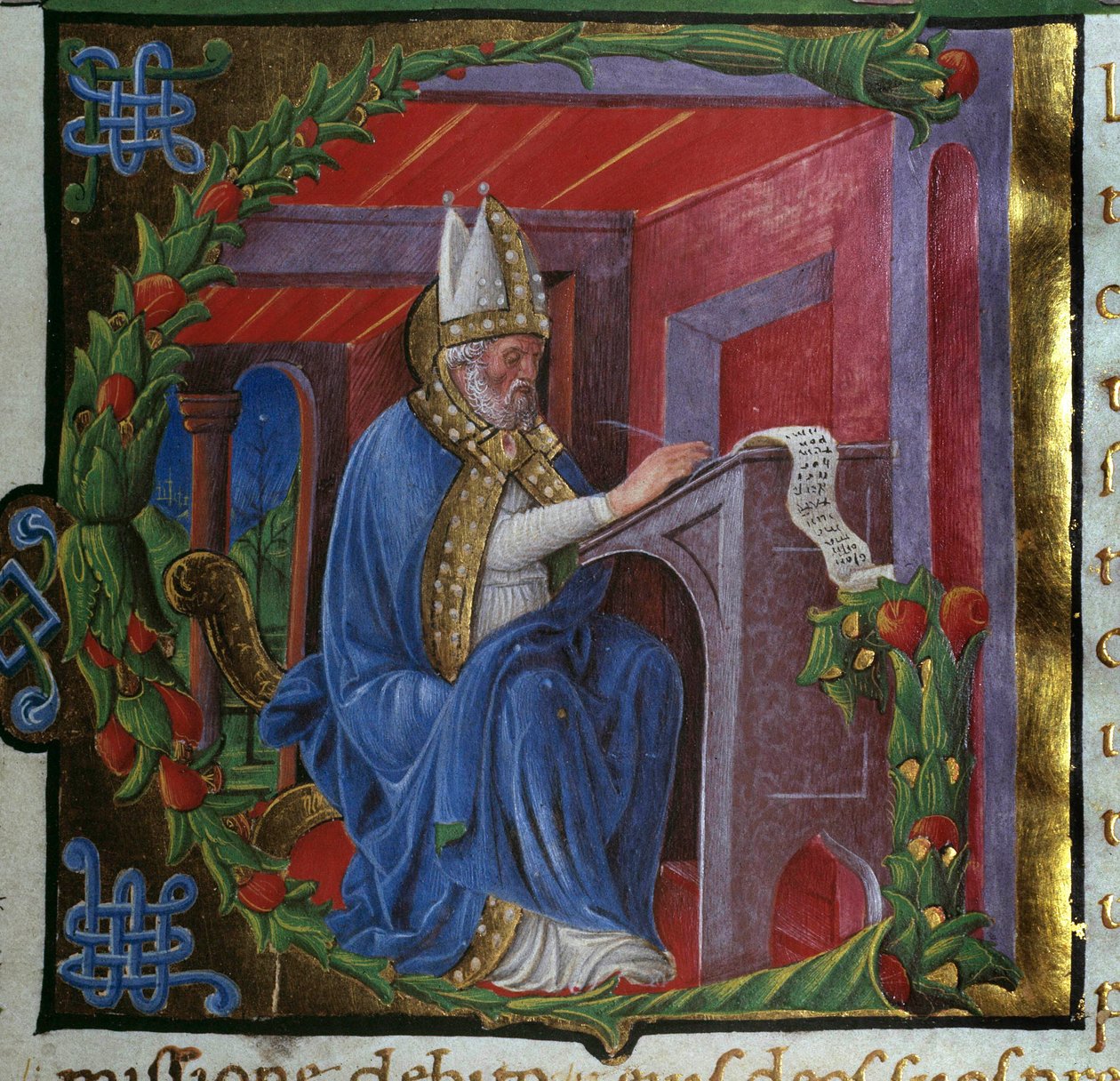Miniatura psaní svatého Augustina od Nicola Polaniho převzatá z „“ De civitate dei““ (Město Boží) od svatého Augustina z Hrocha (354-430). 1459. Paříž, Bibliotheque sainte Genevieve od Nicolo Polani