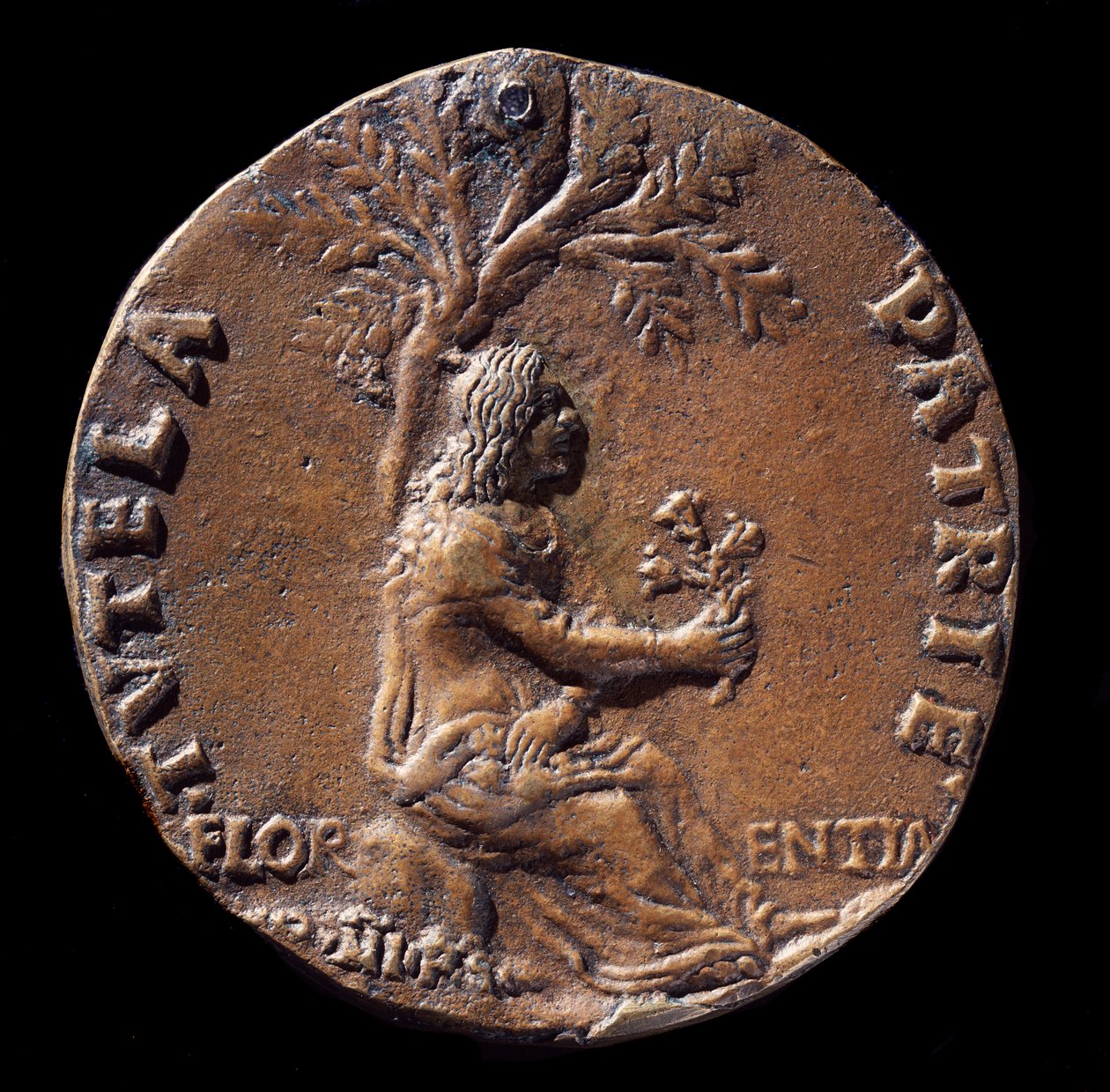 Medailon představující Lorenza de Medici, známého jako Velkolepý (bronz od Nicolo Spinelli