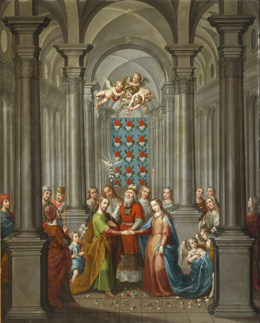 Svatba Panny Marie (Desposorios de la Virgen), 1745 (olej na mědi) od Nicolás Enríquez