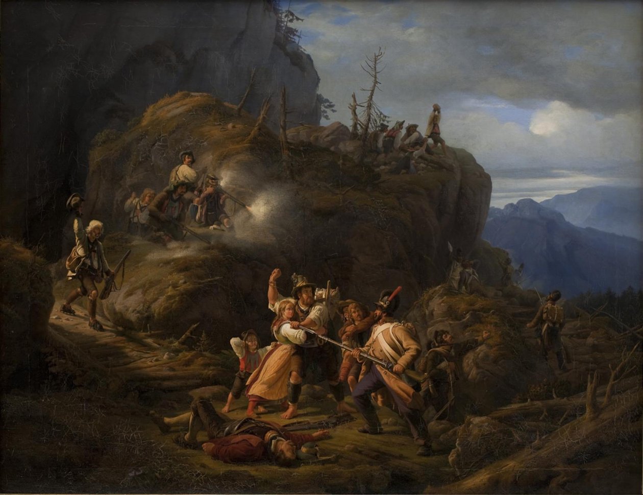 Scéna tyrolské války v roce 1809 od Niels Simonsen