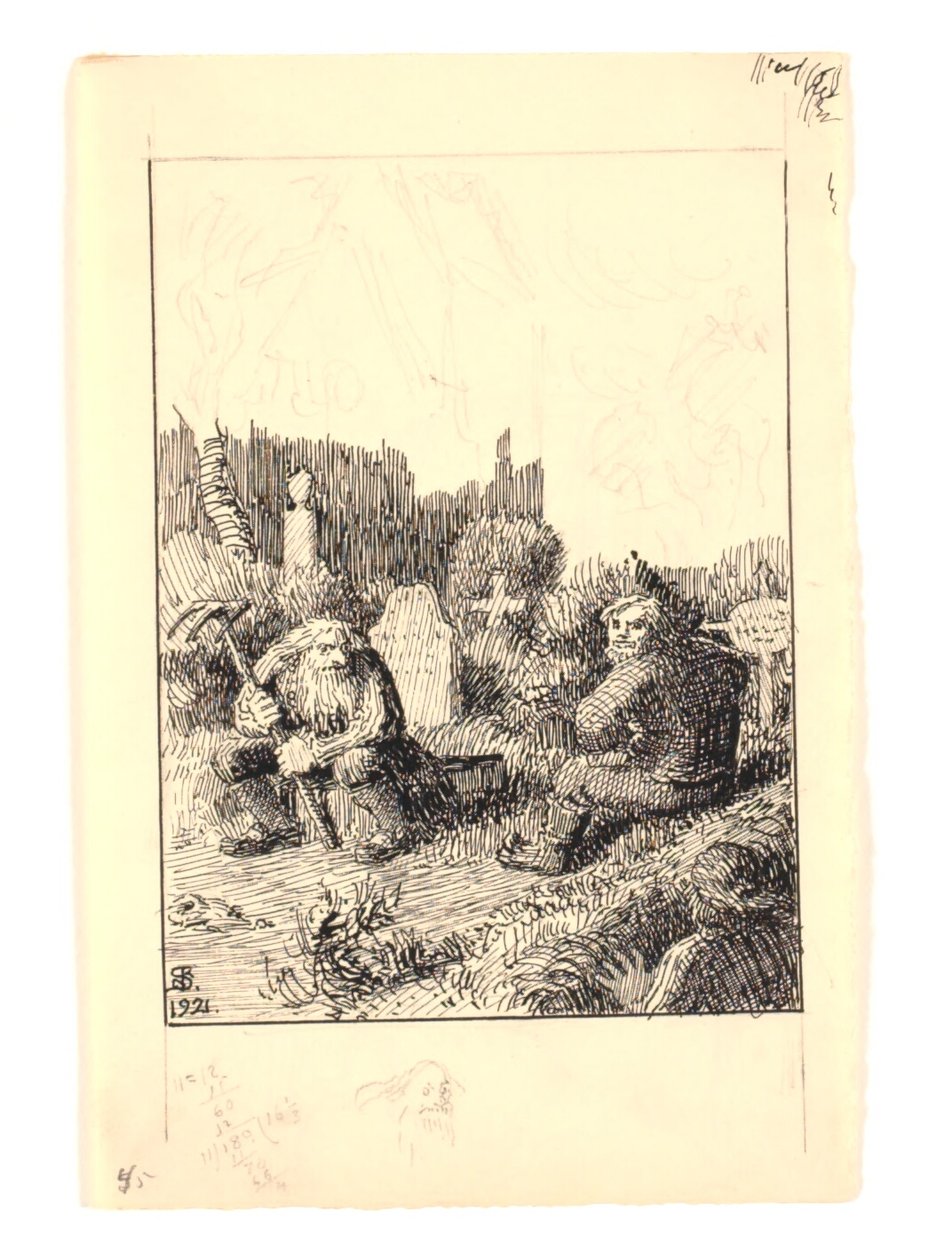 Ilustrace pro "Výstraha na pláži a kostelní ohlávka" od Niels Skovgaard