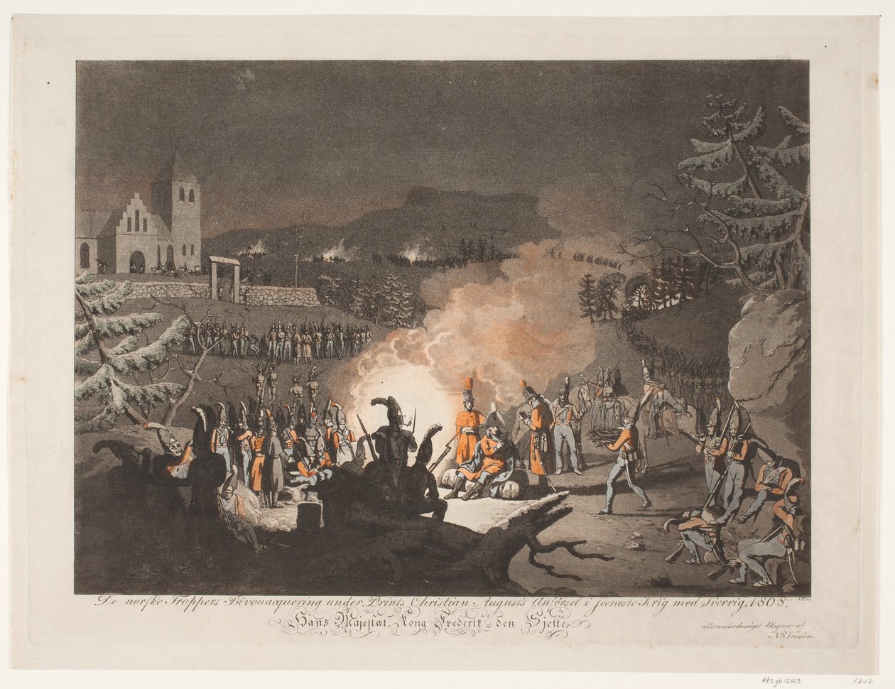 Bivakování norských jednotek pod tiskem anförsel Christiana Augusta v poslední válce se Švédskem, 1808 od Niels Truslew