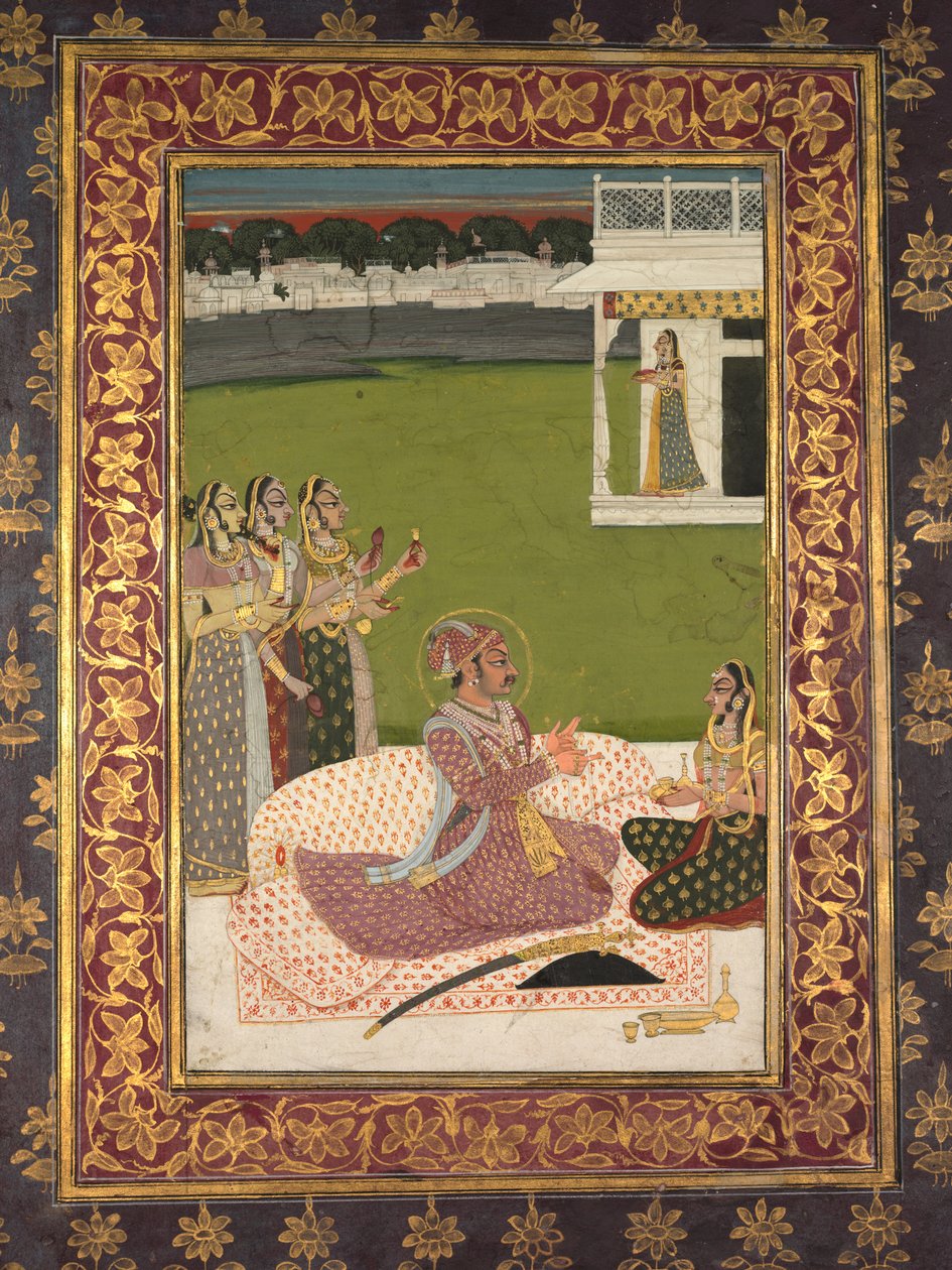 Portrét maharaja Savant Singh s chotí, Bani Thani, polovina 1700. od Nihal Chand