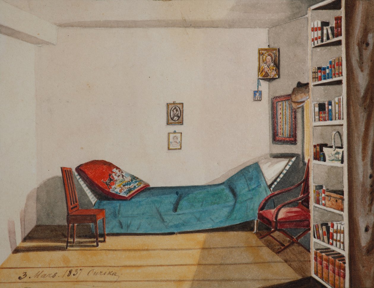 Pokoj Nikity Muravyova v exilu v provincii Irkutsk, 1837 od Nikita Mikhailovich Muravyov
