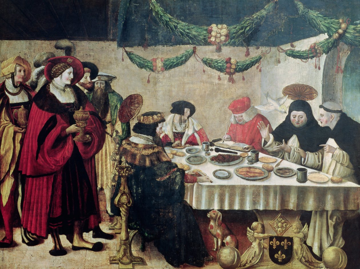 Svatý Tomáš Akvinský (1214-74) a Ludvík IX. (1215-70) (tempera na panelu) od Niklaus Manuel