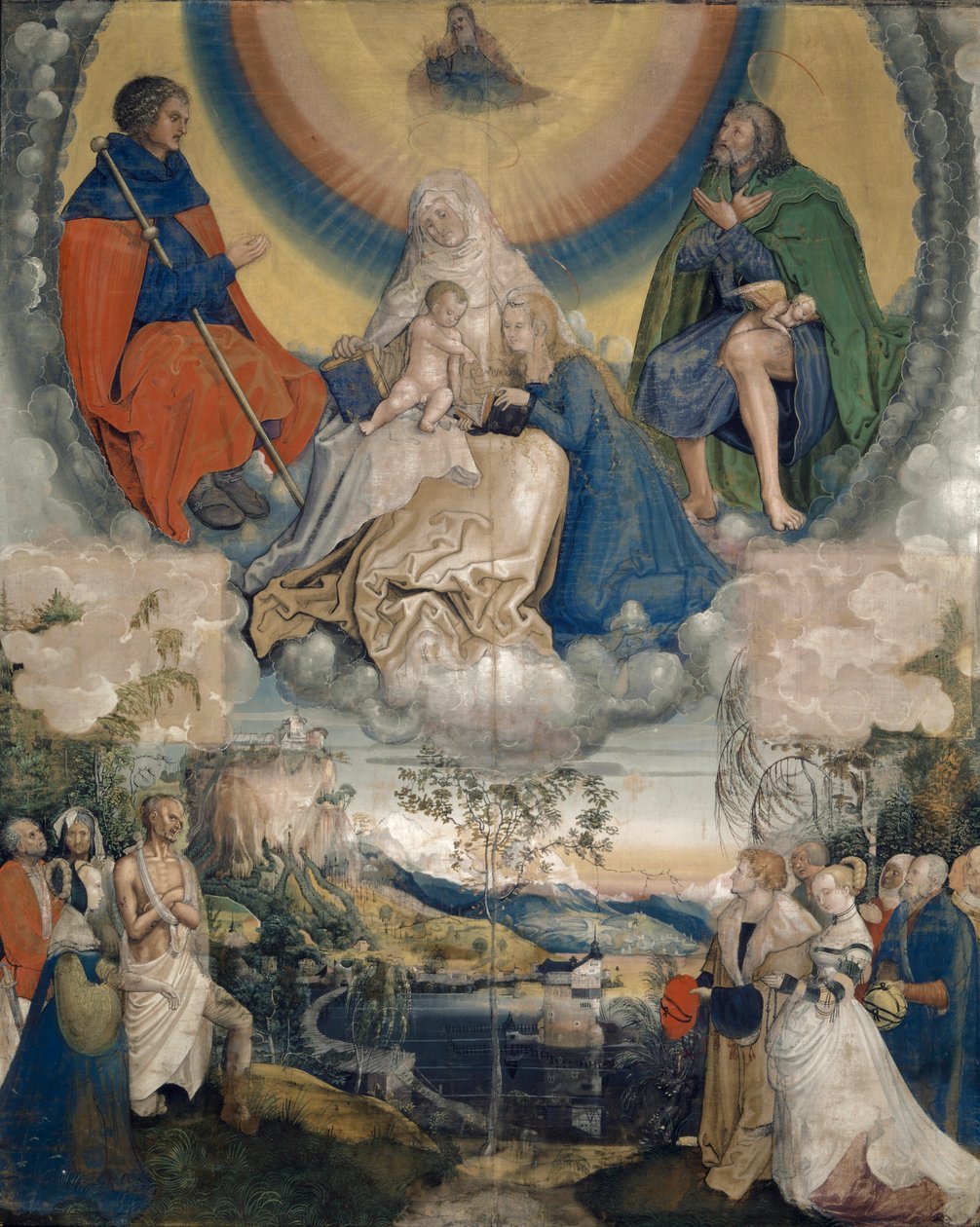 Svatá Anna s Pannou a Dítětem, svatý Jakub Veliký a svatý Roch jako přímluvci za lidstvo sužované morem, 1514-15 od Niklaus Manuel